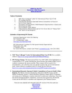 USNC for the IPY December 2006 Newsgram www.us-ipy.org Table of Contents 1.