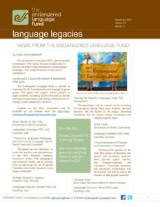 November 2015 volume 19 number 2 language legacies NEWS FROM THE ENDANGERED LANGUAGE FUND