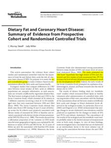 Ann Nutr Metab 2009;55:173–201 DOI:  Published online: September 15, 2009  Dietary Fat and Coronary Heart Disease: