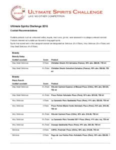 Ultimate Spirits Challenge 2016 Cocktail Recommendations Suitable products such as unflavored vodka, tequila, most rums, gin etc. were assessed in a category-relevant cocktail. Products deemed not suitable are flavored o
