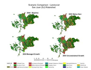 Scenario Comparison - Landcover San Juan (SJ) WatershedBaseline 2050 Status Quo