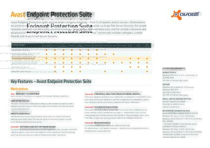 Avast Endpoint Protection Suite Avast Endpoint Protection Suite secures larger company networks – from 5 computers and/or servers. Workstations are protected by our antivirus/anti-spyware protection, with servers cover