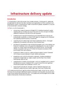 Infrastructure delivery update