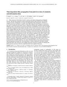JOURNAL OF GEOPHYSICAL RESEARCH: SOLID EARTH, VOL. 118, 1–20, doi:2013JB010251, 2013  Time-dependent dike propagation from joint inversion of seismicity and deformation data P. Segall,1 A. L. Llenos,1,2 S.-H. Y
