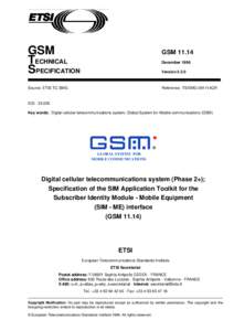 GSM TECHNICAL SPECIFICATION GSMDecember 1996