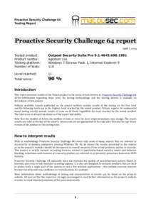 Proactive Security Challenge 64 Testing Report Proactive Security Challenge 64 report April 1, 2014