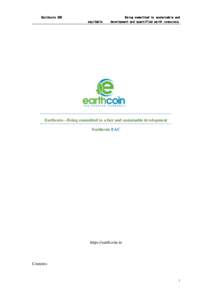 Earthcoin EAC equitable Being committed to sustainable and development and quantified earth resources.