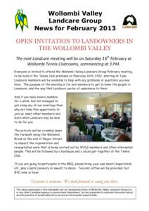 Wollombi Valley Landcare Group News for February 2013 !  !