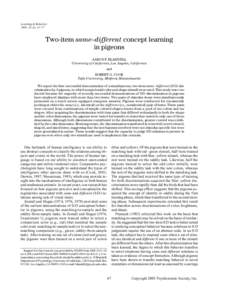 Learning & Behavior 2005, 33 (1), 67-77 Two-item same–different concept learning in pigeons AARON P. BLAISDELL