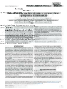 ©American College of Medical Genetics  original research article Noninvasive fetal sex determination in maternal plasma: a prospective feasibility study