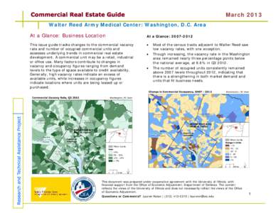 March 2013 Walter Reed Army Medical Center: Washington, D.C. Area At a Glance: Business Location This issue guide tracks changes to the commercial vacancy rate and number of occupied commercial units and assesses underly