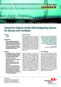 Success Story  Interactive Objects Builds IBAS Budgeting System for Danzas with ArcStyler Industry Logistics