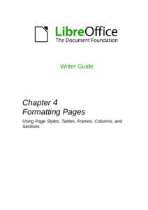 Writer Guide  Chapter 4 Formatting Pages Using Page Styles, Tables, Frames, Columns, and Sections