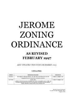 JEROME ZONING ORDINANCE AS REVISED FEBRUARY 1997 AND UPDATED THROUGH DECEMBER 2013