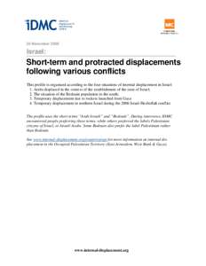 30 NovemberIsrael: Short-term and protracted displacements following various conflicts