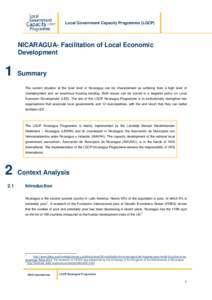 Local Government Capacity Programme (LGCP)  NICARAGUA- Facilitation of Local Economic Development  1