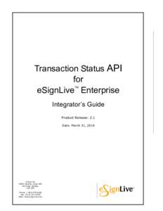 Transaction Status API for eSignLive Enterprise TM  Integrator’s Guide