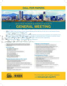 CALL FOR PAPERSIEEE POWER & ENERGY SOCIETY GENERAL MEETING