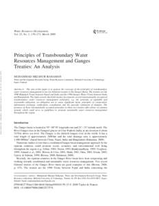 Water Resources Development, Vol. 25, No. 1, 159–173, March 2009 Downloaded By: [Rahaman, Muhammad Mizanur] At: 16:40 22 JanuaryPrinciples of Transboundary Water