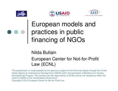 European models and practices in public financing of NGOs
