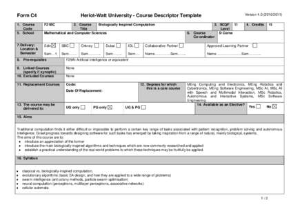 Form C4  VersionHeriot-Watt University - Course Descriptor Template