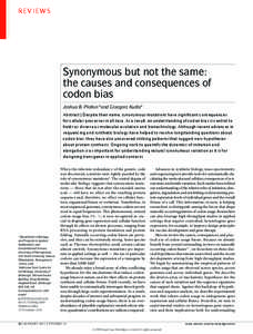 Synonymous but not the same: the causes and consequences of codon bias