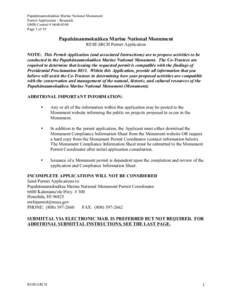 Papahānaumokuākea Marine National Monument Permit Application - Research OMB Control # [removed]Page 1 of 19  Papahānaumokuākea Marine National Monument