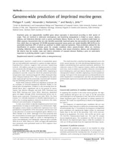 Methods  Genome-wide prediction of imprinted murine genes Philippe P. Luedi,1 Alexander J. Hartemink,1,2 and Randy L. Jirtle3,4 1