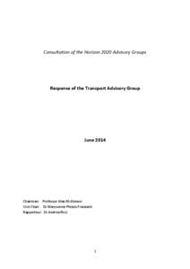 Consultation of the Horizon 2020 Advisory Groups  Response of the Transport Advisory Group June 2014