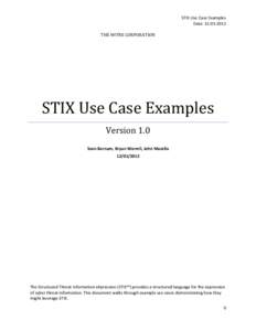 STIX Use Case Examples Date: THE MITRE CORPORATION STIX Use Case Examples Version 1.0
