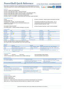 PowerShell Quick Reference  v2.9 by Dimitri Koens www.dimensionit.tv