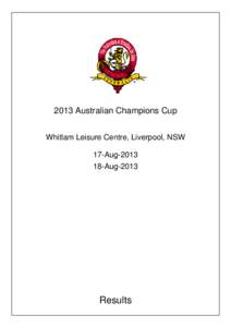 2013 Australian Champions Cup Whitlam Leisure Centre, Liverpool, NSW 17-Aug-2013