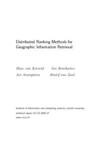 Distributed Ranking Methods for Geographic Information Retrieval Marc van Kreveld Avi Arampatzis