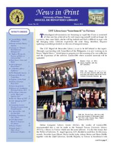 News in Print University of Santo Tomas MIGUEL DE BENAVIDES LIBRARY Issue No. 84