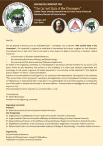 Dear Sir, We are pleased to invite you to our EURASIAN SOIL – Workshop 2015 to identify 