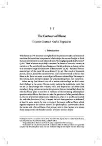 {1}  The Contours of Blame D. Justin Coates & Neal A. Tognazzini 1. Introduction Whether or not P. F. Strawson was right about the precise attitudes and emotional