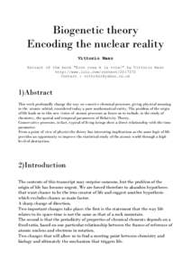 Biogenetic theory Encoding the nuclear reality Vittorio Naso Extract of the book 