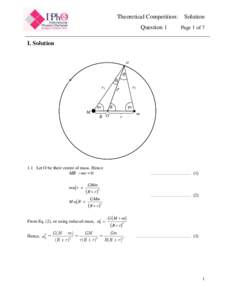 Theoretical Competition: Question 1 Solution Page 1 of 7