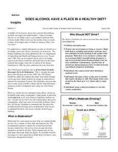 Nutrition  DOES ALCOHOL HAVE A PLACE IN A HEALTHY DIET? Insights INSIGHT 4