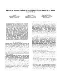 Discovering Response-Eliciting Factors in Social Question Answering: A Reddit Inspired Study Danish Yogesh Dahiya