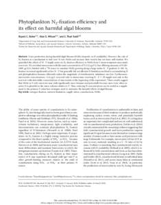 Phytoplankton N2-ﬁxation efﬁciency and its effect on harmful algal blooms Bryant C. Baker1,4, Alan E. Wilson2,5, and J. Thad Scott3,6 1  Department of Crop, Soil, and Environmental Sciences, University of Arkansas, F