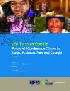 My Turn to Speak:  Voices of Microfinance Clients in Benin, Pakistan, Peru and Georgia February 2016