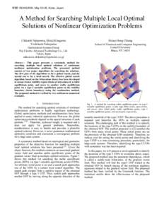 IEEE ISCAS2005, May 23-26, Kobe, Japan  A Method for Searching Multiple Local Optimal Solutions of Nonlinear Optimization Problems Chikashi Nakazawa, Shinji Kitagawa Yoshikazu Fukuyama