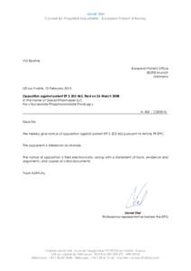 Lionel Vial Conseil en Propriété Industrielle - European Patent Attorney Via Epoline European Patent OfficeMunich