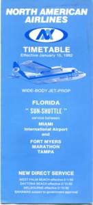 NORTH AMERICAN  TIMETABLE Effective January 15, 1982  WIDE-I