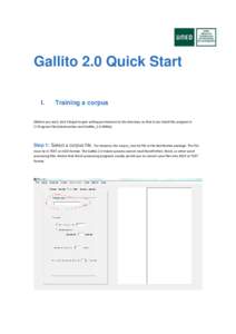Gallito 2.0 Quick Start I. Training a corpus  (Before you start, don’t forget to give writing permissions to the directory so that it can install the program in