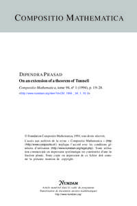 C OMPOSITIO M ATHEMATICA  D IPENDRA P RASAD On an extension of a theorem of Tunnell Compositio Mathematica, tome 94, no[removed]), p[removed]. <http://www.numdam.org/item?id=CM_1994__94_1_19_0>