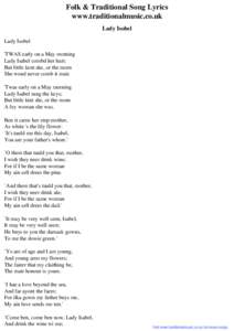 Folk & Traditional Song Lyrics - Lady Isobel