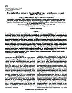 3708 The Journal of Experimental Biology 212, [removed]Published by The Company of Biologists 2009 doi:[removed]jeb[removed]Transectional heat transfer in thermoregulating bigeye tuna (Thunnus obesus) –