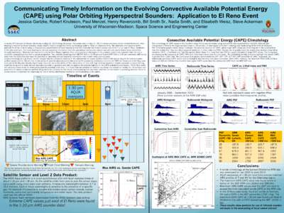 Communicating Timely Information on the Evolving Convective Available Potential Energy (CAPE) using Polar Orbiting Hyperspectral Sounders: Application to El Reno Event Jessica Gartzke, Robert Knuteson, Paul Menzel, Henry